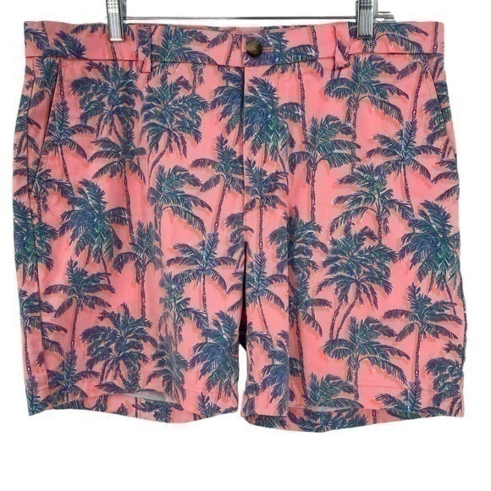 Vineyard Vines Breaker Pink Miami Shorts Palm Trees Size  35 Mens